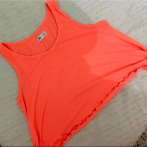 Coral Ruffled Trim Tank
